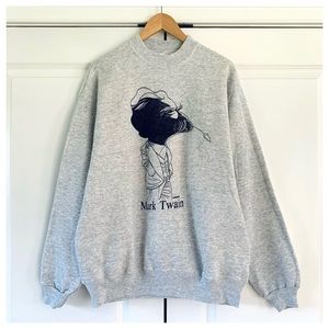 Mark Twain Sweatshirt USA Made Hanes Fleece Crew Neck Literature Literary XL